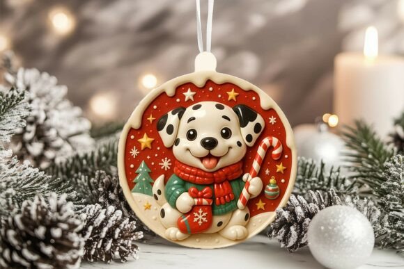 3D Porcelain Dalmatian Dog Xmas Ornament