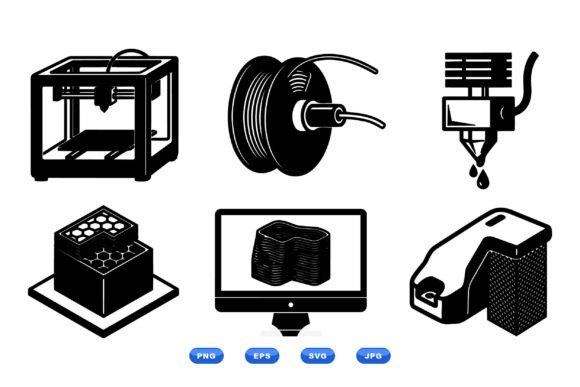 3D Printer Icon Collection Graphics and Crafts