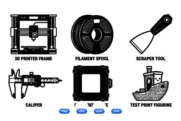 3D Printer Icons SVG Pack: Essential Graphics for Crafts and Tech Blogs