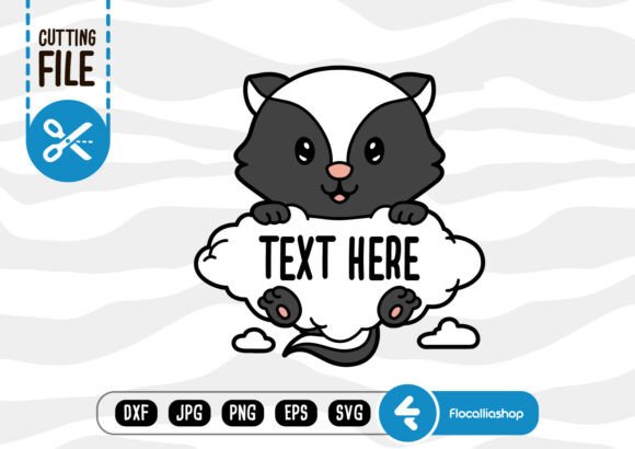 Cloud Text Holder SVG, Skunk SVG