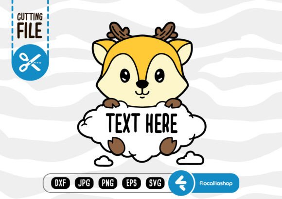 Cute Woodland Cloud SVG, Deer SVG