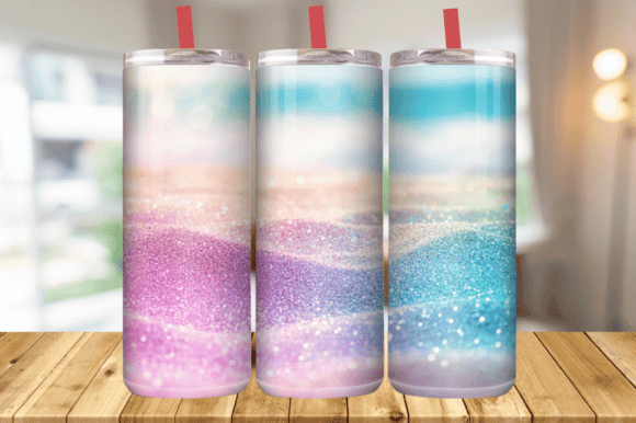 Faux Glitter Beach Tumbler, 20oz Steel Graphics and Tumbler Wraps