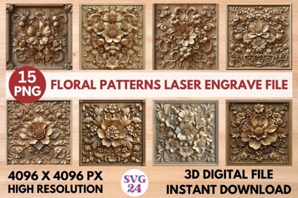 Floral Patterns Laser Engrave File: Graphics for Laser Engraving