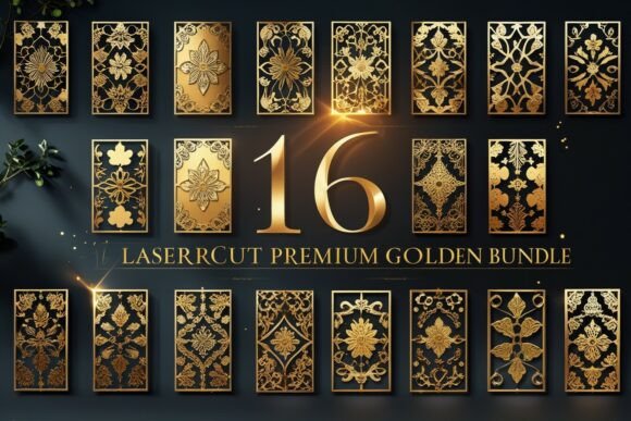 Golden Ornamental Floral Vector Set Graphics in Crafts