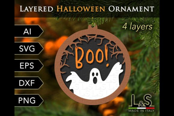 Halloween Ghost Ornament SVG for Laser Cutting and Ornaments