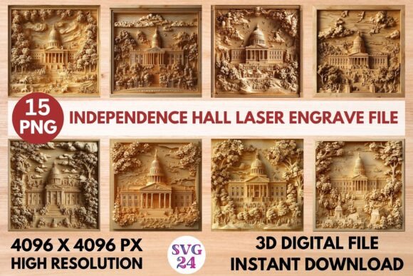 Independence Hall Laser Engrave File: Graphics for Laser Engraving