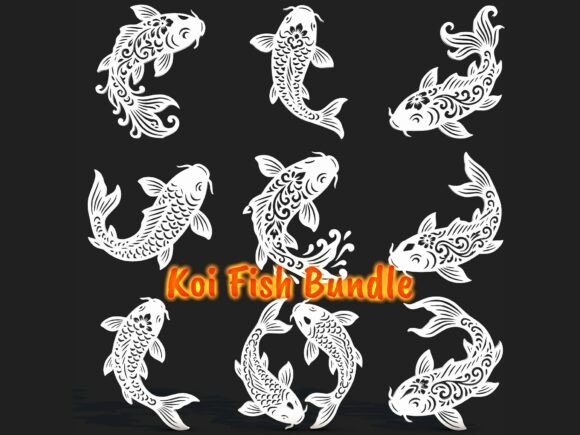 Koi Fish SVG Bundle Floral Pack Graphics and Crafts