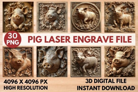 Pig Laser Engrave File Graphics for Laser Engraving