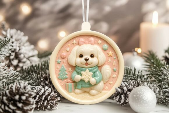 Review: 3D Porcelain Maltese Dog Xmas Ornament Embroidery Design