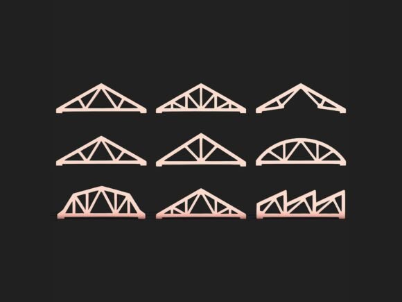 Roof Truss SVG Bundle Structural Pack Graphics and Crafts